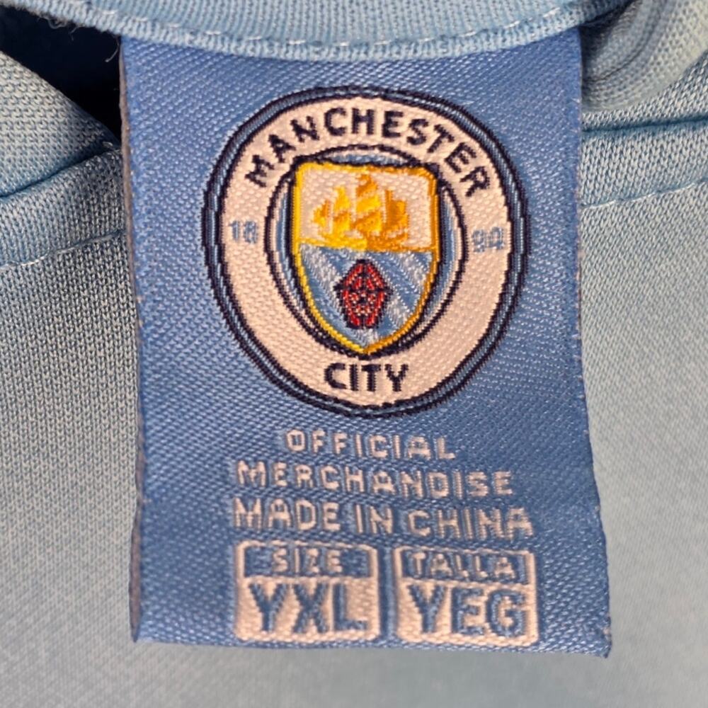 MANCHESTER CITY F.C. OFFICIAL HOODIE – YOUTH XL – LIGHT BLUE – CREST + MANCITY - Picture 5 of 10